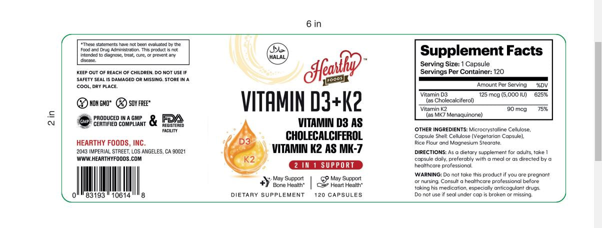 vitamin d2 plus k2 bottle label