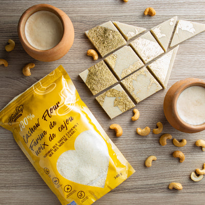 CASHEW BARS (KAJU KATLI) with CASHEW FLOUR. It's new and exciting!