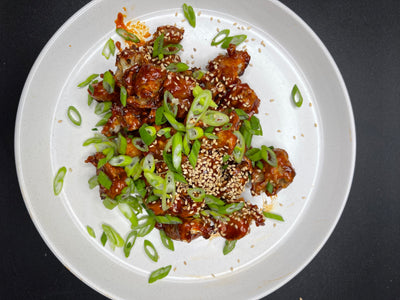 Vegan Air Fried Korean Sweet, Sour & Spicy Cauliflower Wings