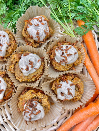 Carrot Almond Muffins with Cashew Cream (GF, Dairy-Free)