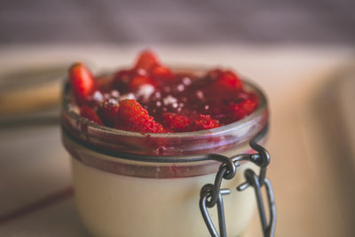 Oh Yeah Paleo Lemon Cream Pudding with Strawberry Sauce