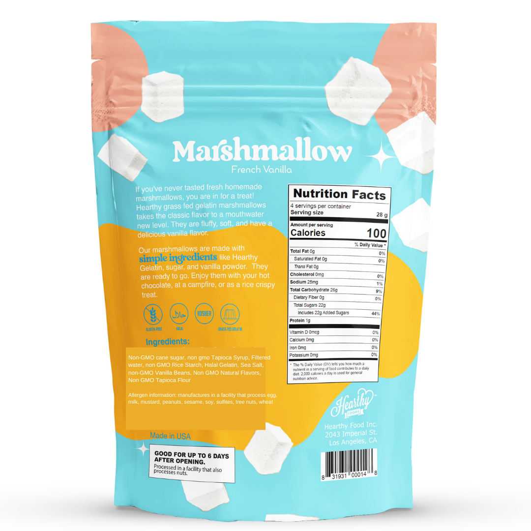 Grass-Fed Gelatin Marshmallows (Vanilla)