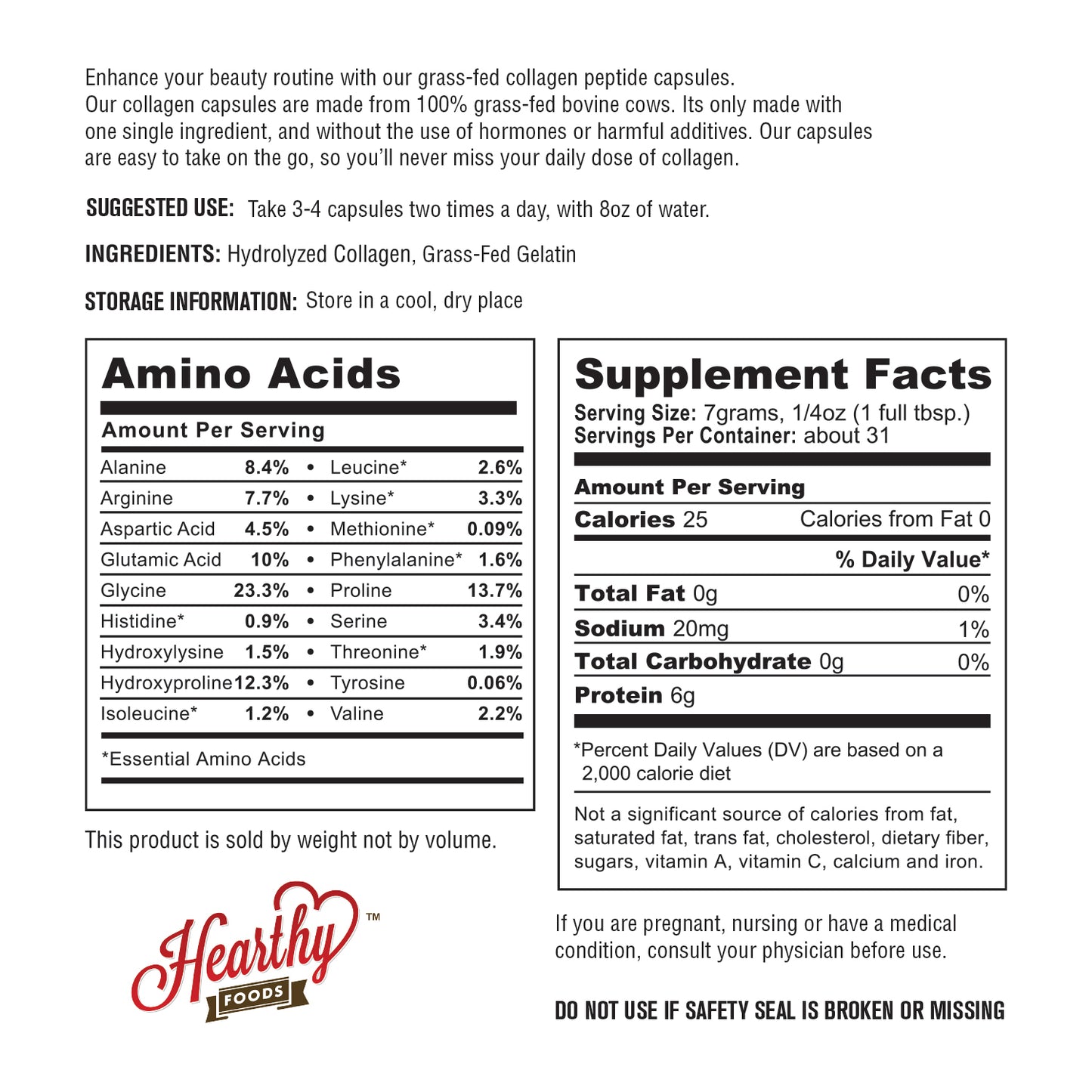 collagen capsules label