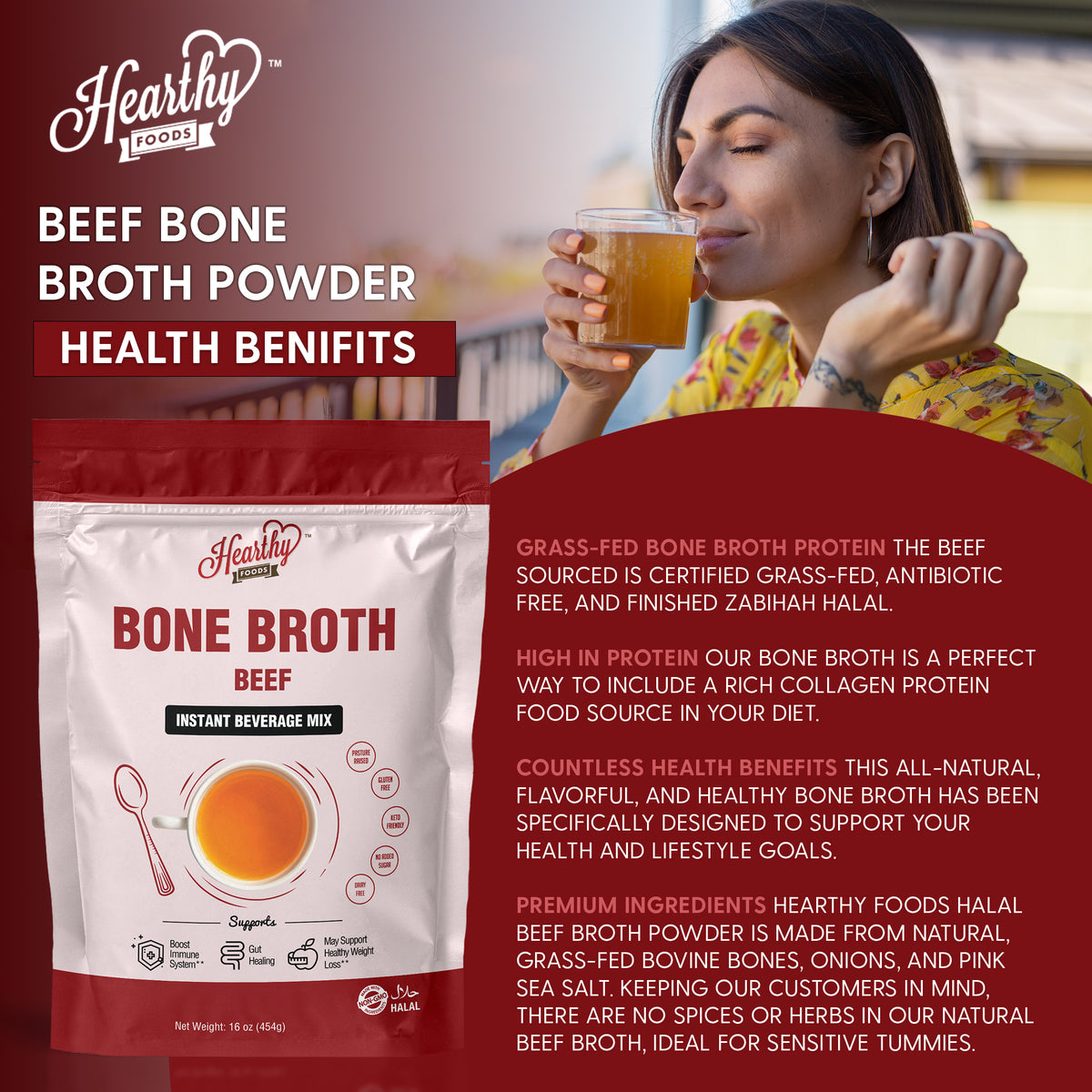 Beef Bone Broth Halal Hearthy Foods