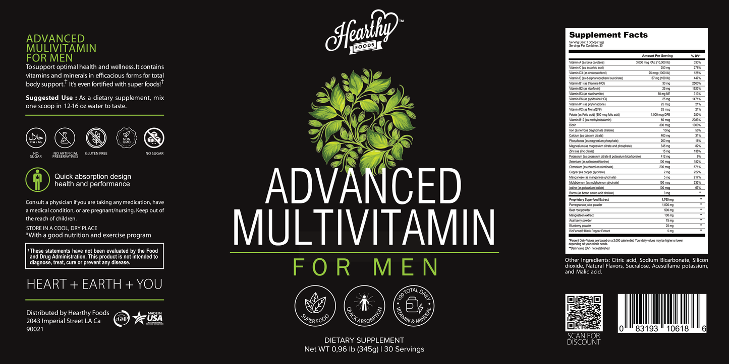 The full label with nutritional facts and ingredients